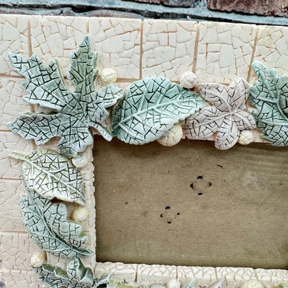 3D Nature Resin Picture Frame Maple Leaf Faux Stone Rustic 3.5x5 Photo Y2K 1990s